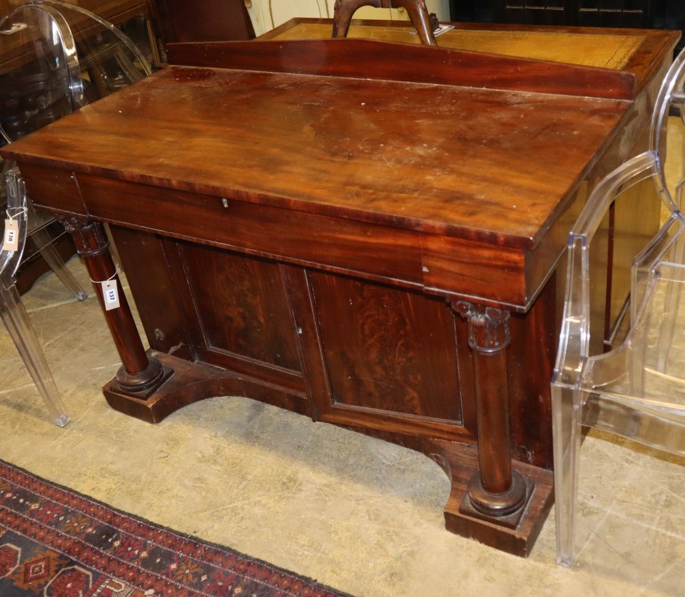 A Regency style mahogany side cabinet, W.121cm, D.57cm, H.74cm